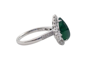 Ring 18k White Gold Jadeite w/ Diamonds