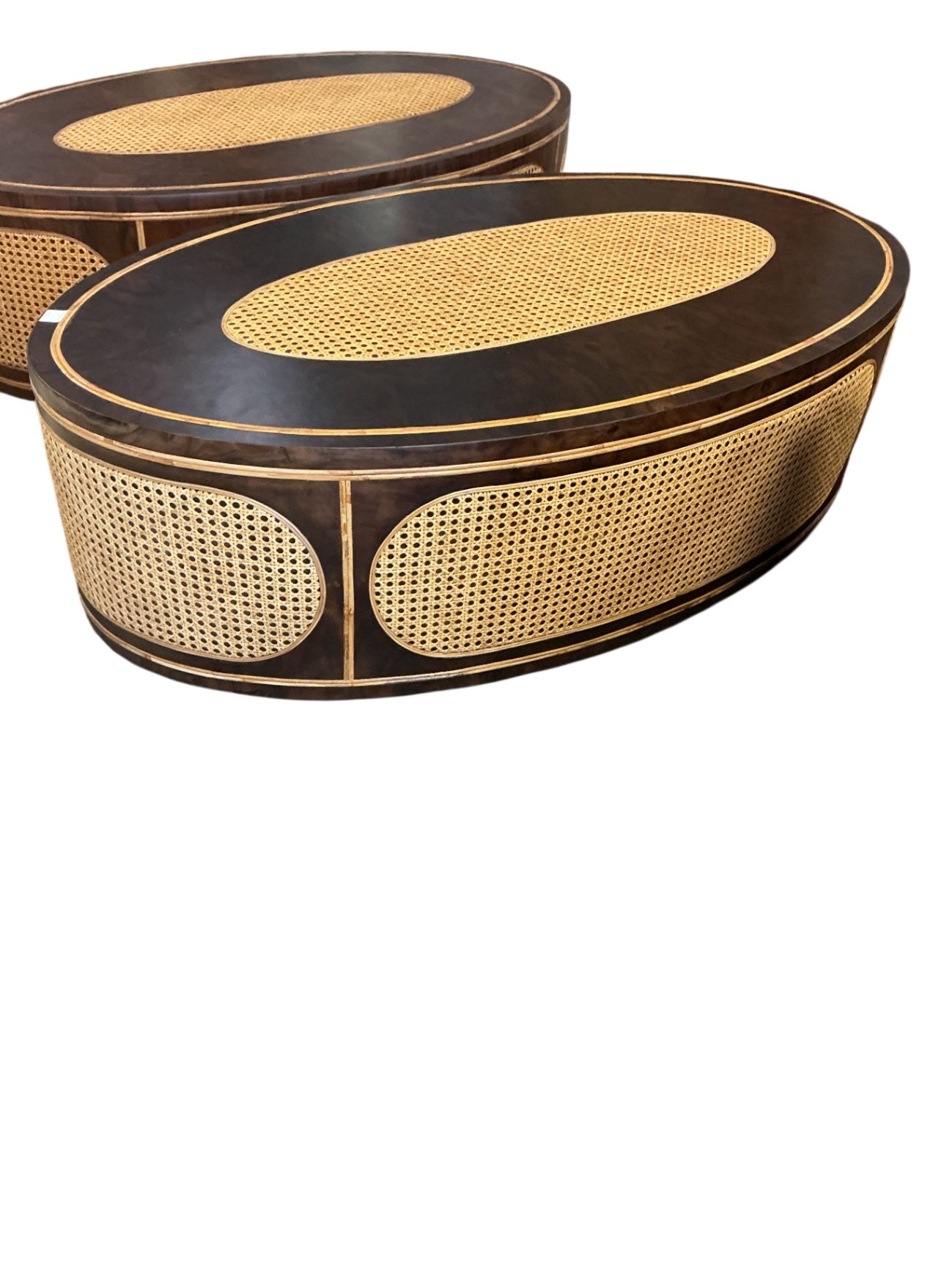 Narelle Oval Cane Inlay Coffee Table (each) 52x29x18
