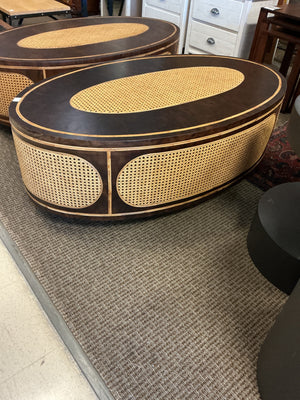 Wood Oval Cane Inlay Coffee Table (each)