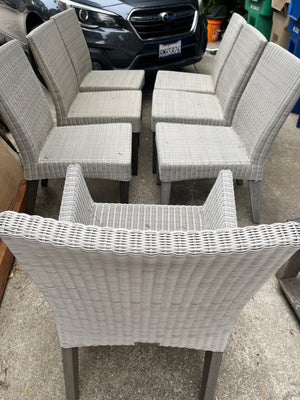 7 Kingsley Bate Wicker Patio Chairs ( no cushions))