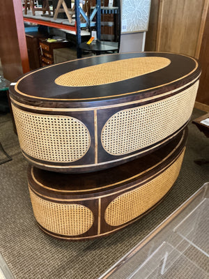 Narelle Oval Cane Inlay Coffee Table (each) 52x29x18