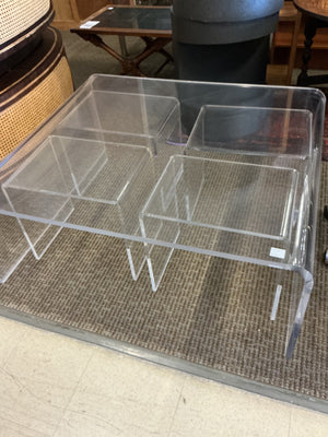 Lucite Coffee Table + 4 Side Tables 40x36 & 17x12