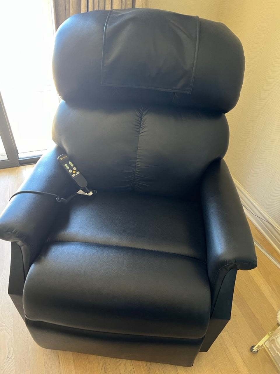 Motorized Black Leather Recliner