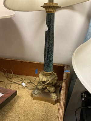 2 Antique Lamps with Linen Shades 17x28