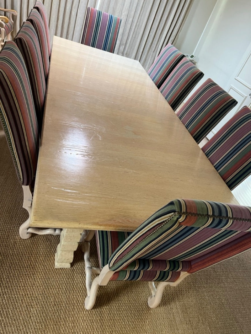 Dining Table with Chairs Table: 30 1/4in x 120 3/4 x 48in ( with two leaves)
