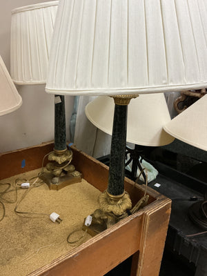 2 Antique Lamps with Linen Shades 17x28