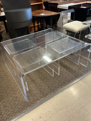 Lucite Coffee Table + 4 Side Tables 40x36 & 17x12