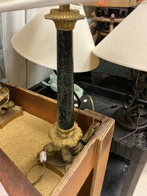 2 Antique Lamps with Linen Shades 17x28