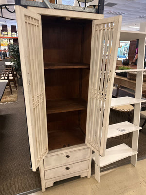 Rustic White Asian Shelf Unit – 24" x 16" x 71"