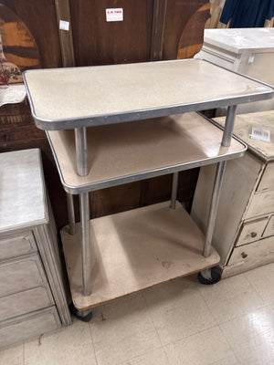 Three-Tier Vinatge Metal Rolling Cart – 30" x 18" x 42"