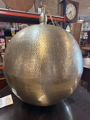 Hanging Pierced Brass Beaded Pendant Light