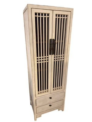 Rustic White Asian Shelf Unit – 24" x 16" x 71"