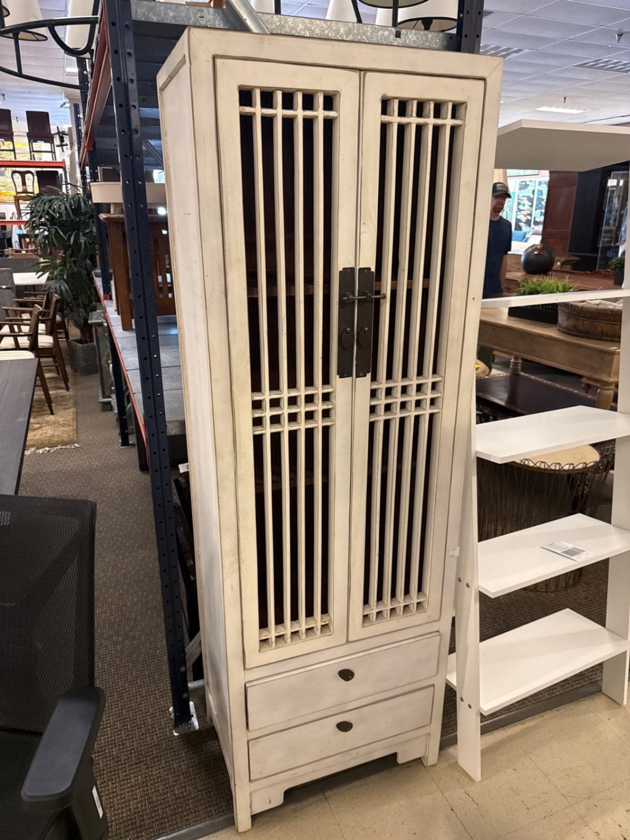 Rustic White Asian Shelf Unit – 24" x 16" x 71"