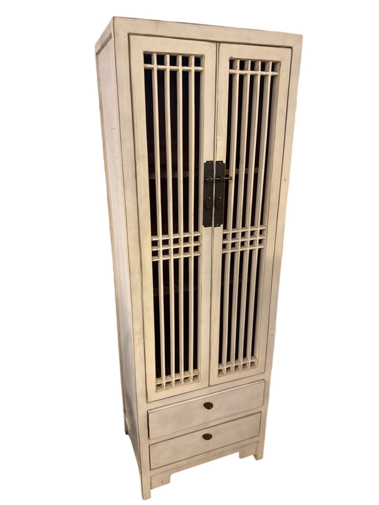 Rustic White Asian Shelf Unit – 24" x 16" x 71"