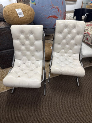 Daystorm Chrome And Tufted Leather Chairs 1970s Pair