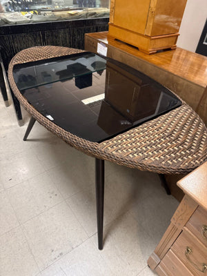 Wicker Desk/Table With Glass Top– 60" x 31" x 28"