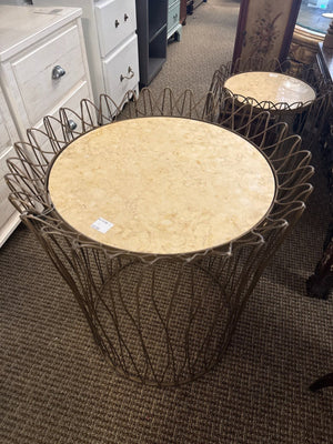Wire Marble Top Side Table – 22" x 24"