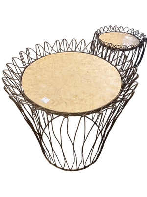 Wire Marble Top Side Table – 22" x 24"
