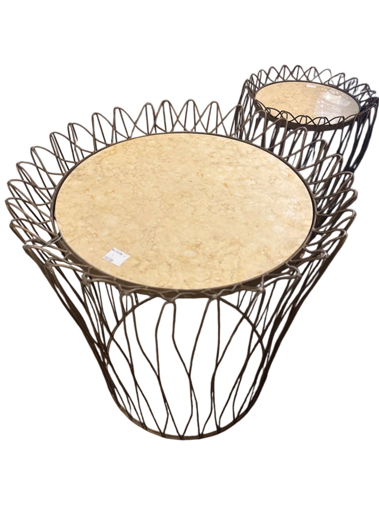 Wire Marble Top Side Table – 22" x 24"