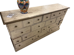 Antique Cabinet With Multiple Small Drawers – 66" x 13" x 33"