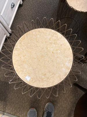 Wire Marble Top Side Table – 22" x 24"