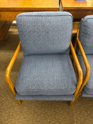 Mid-Century Modern Style Blue Chairs Pair