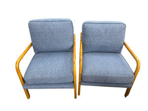 Mid-Century Modern Style Blue Chairs Pair