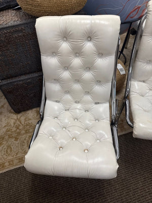 Daystorm Chrome And Tufted Leather Chairs 1970s Pair
