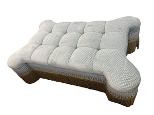 Tufted Decorative Blue Ottoman with Fringe – 61"