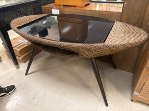 Wicker Desk/Table With Glass Top– 60" x 31" x 28"