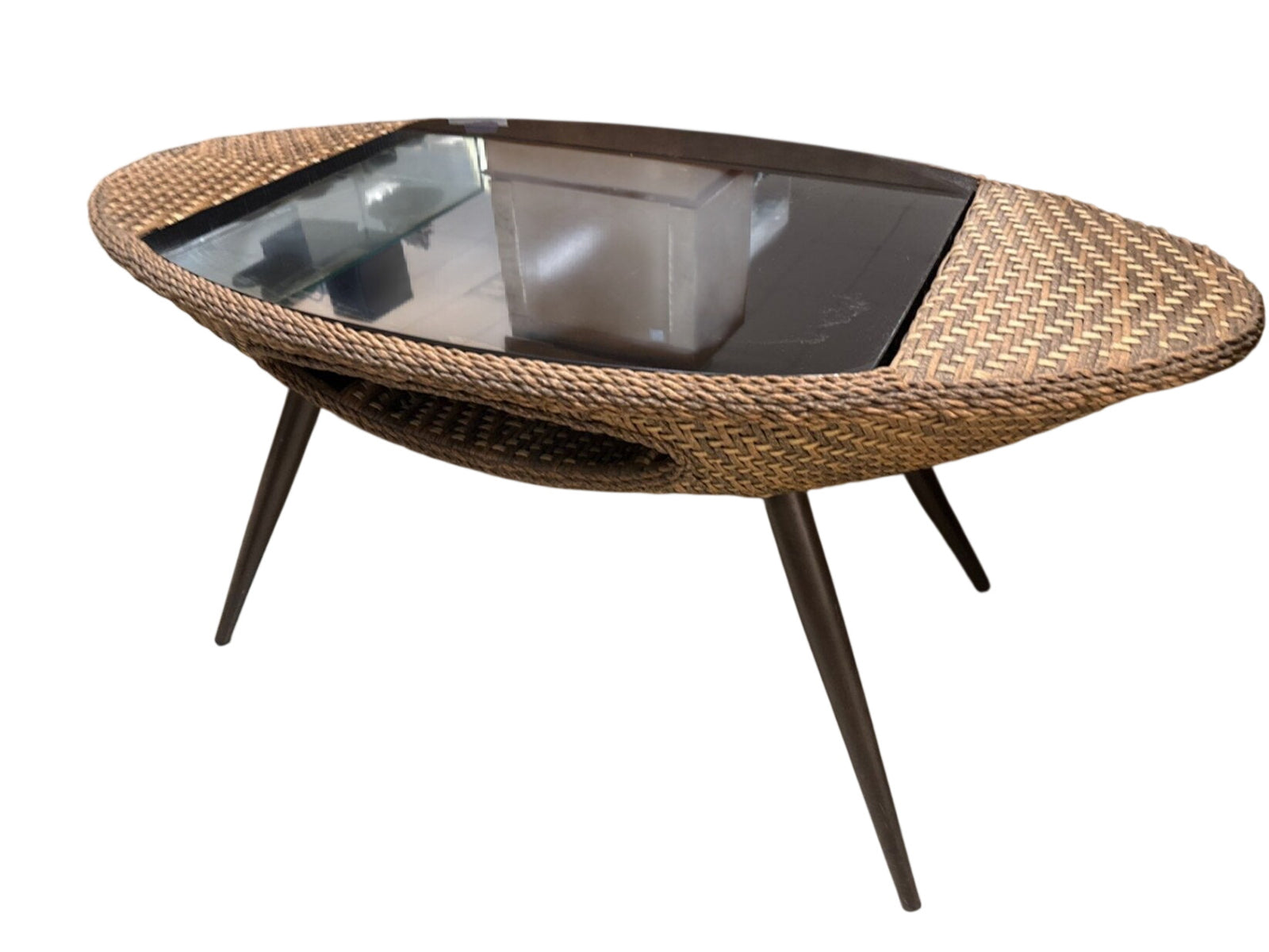 Wicker Desk/Table With Glass Top– 60" x 31" x 28"