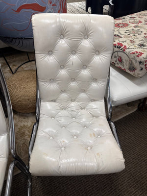 Daystorm Chrome And Tufted Leather Chairs 1970s Pair