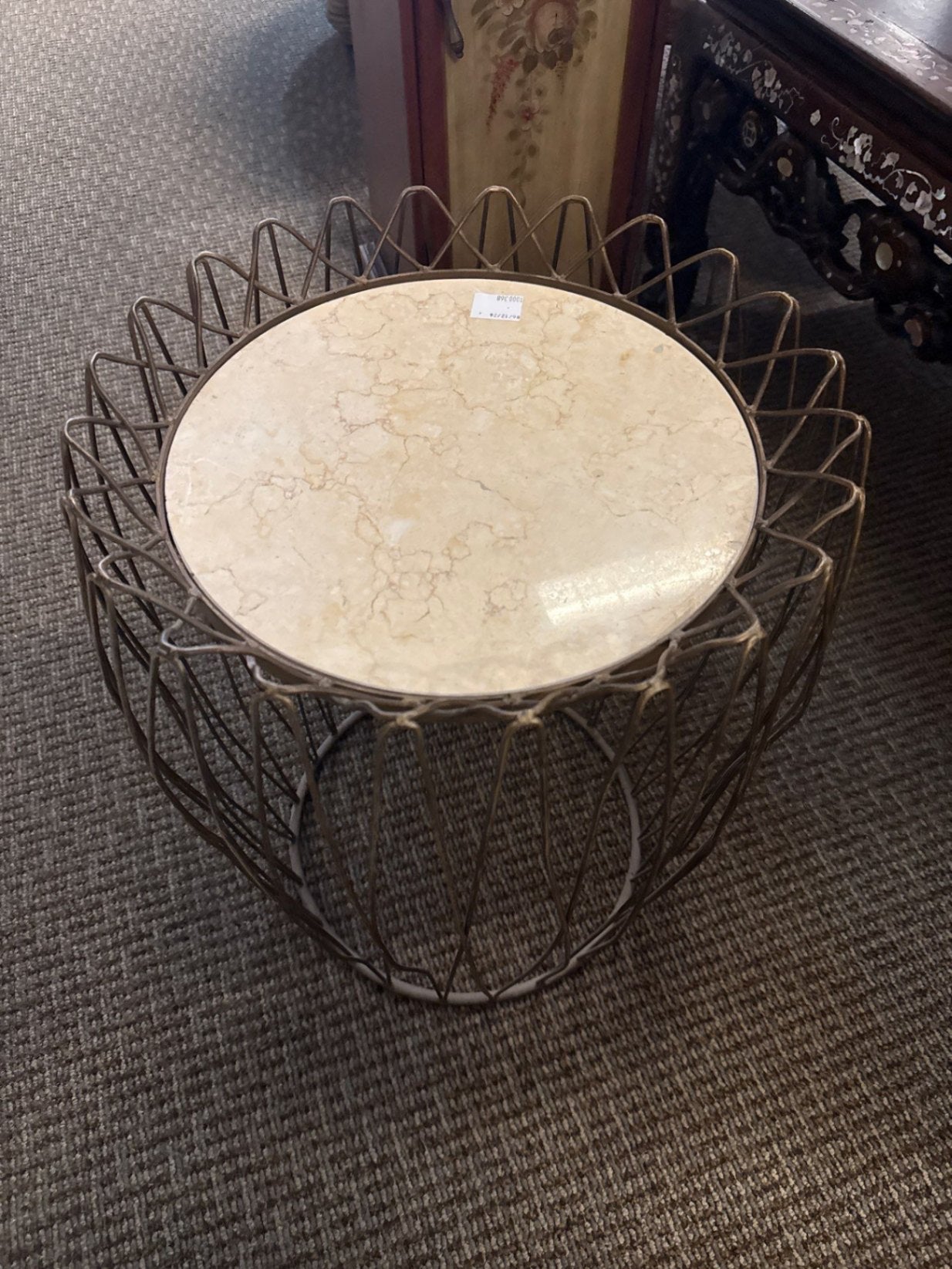 Wire Marble Top Side Table – 16" x 20"