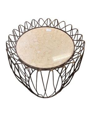 Wire Marble Top Side Table – 16" x 20"