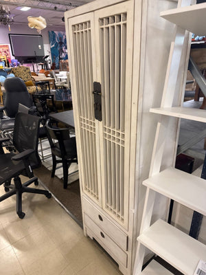 Rustic White Asian Shelf Unit – 24" x 16" x 71"