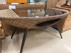 Wicker Desk/Table With Glass Top– 60" x 31" x 28"