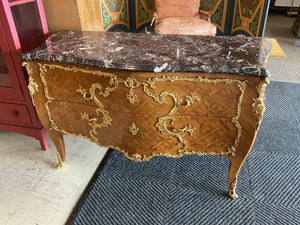 Louis XV Style Bombé Commode With Marble Top – 57" x 23" x 34"