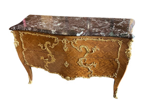 Louis XV Style Bombé Commode With Marble Top – 57" x 23" x 34"