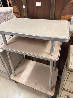 Three-Tier Vinatge Metal Rolling Cart – 30" x 18" x 42"