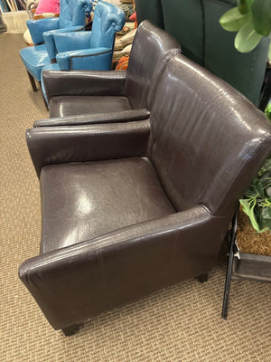 2 Black Faux Leather Lounge Chairs (pair)