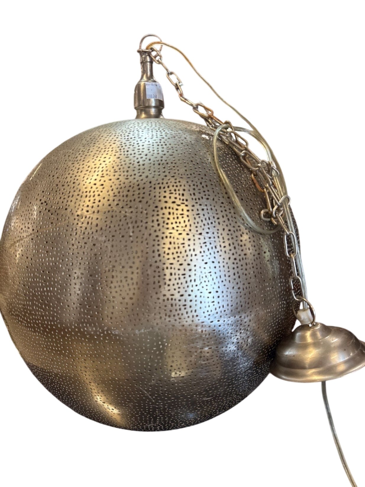 Hanging Pierced Brass Beaded Pendant Light