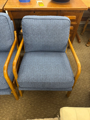 Mid-Century Modern Style Blue Chairs Pair