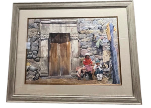 Victor Martinez "Ninas de Huanc" Watercolor 1999 Approx 56" x 44"