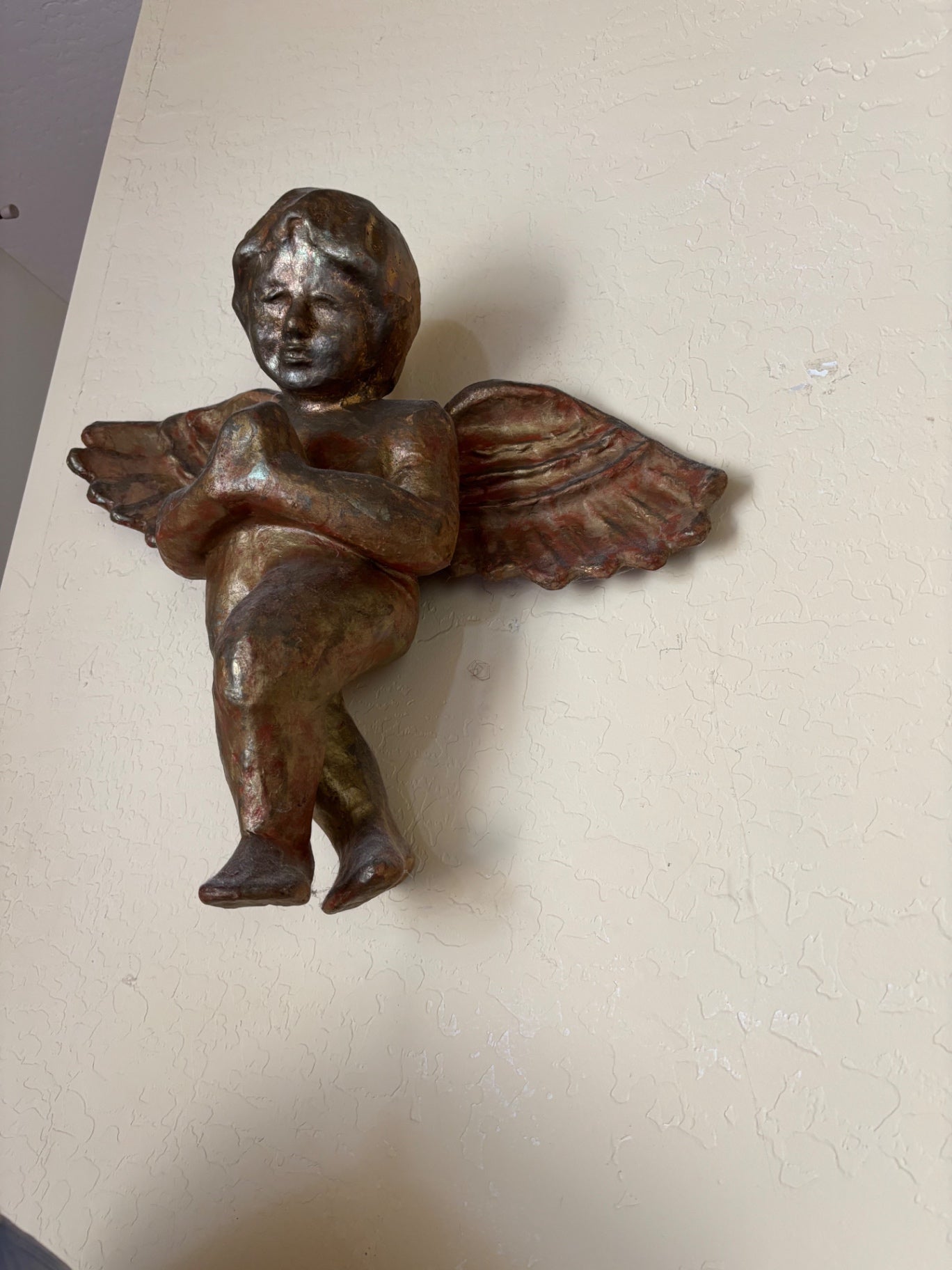 Antique European papier-mâché Cherub Angel 16x18