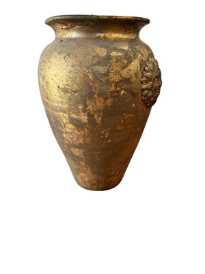 Vintage Gold Leaf Florentine "Sun" Vase with Antique Finish 11.5x8.5