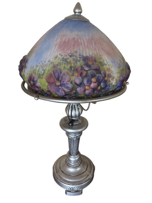 Art Nouveau Stained Glass Hummingbird and Fuchsia Table Lamp- EACH