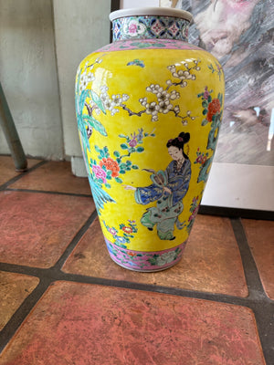 Yellow hand painted Vase 