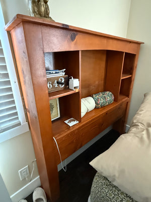 Book shelf headboard combo for full size bed