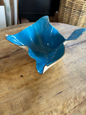Blue glazed ceramic bowl