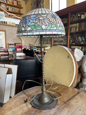 Vintage Tiffany Style Stained Glass Table Lamp 13x27.5